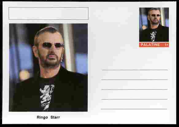 Palatine (Fantasy) Personalities - Ringo Starr postal stationery card unused and fine, stamps on personalities, stamps on music, stamps on pops, stamps on rock, stamps on beatles