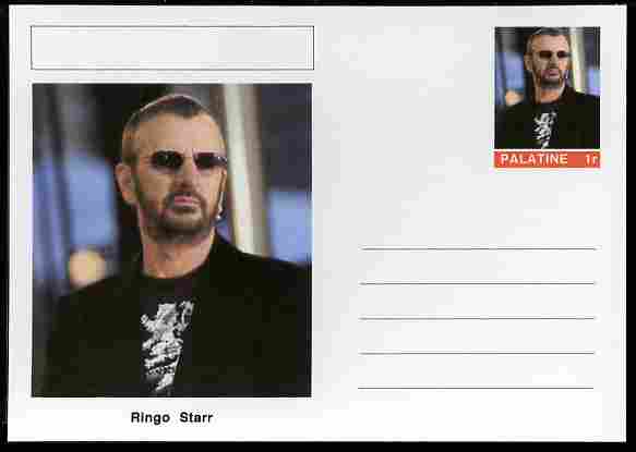 Palatine (Fantasy) Personalities - Ringo Starr postal stationery card unused and fine, stamps on , stamps on  stamps on personalities, stamps on  stamps on music, stamps on  stamps on pops, stamps on  stamps on rock, stamps on  stamps on beatles