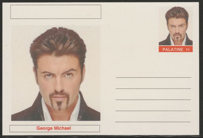 Palatine (Fantasy) Personalities - George Michael postal stationery card unused and fine, stamps on personalities, stamps on music, stamps on pops, stamps on rock, stamps on 