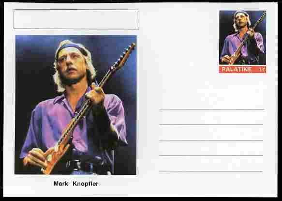 Palatine (Fantasy) Personalities - Mark Knopfler postal stationery card unused and fine, stamps on personalities, stamps on music, stamps on pops, stamps on rock, stamps on 