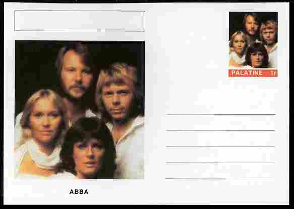 Palatine (Fantasy) Personalities - ABBA postal stationery card unused and fine, stamps on personalities, stamps on music, stamps on pops, stamps on rock, stamps on 