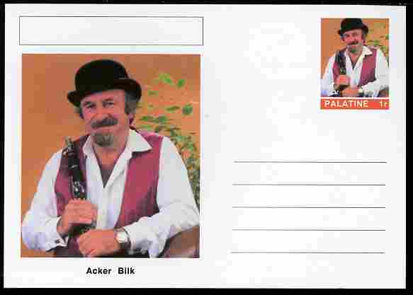 Palatine (Fantasy) Personalities - Acker Bilk postal stationery card unused and fine, stamps on , stamps on  stamps on personalities, stamps on  stamps on music, stamps on  stamps on jazz