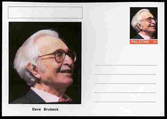 Palatine (Fantasy) Personalities - Dave Brubeck postal stationery card unused and fine, stamps on , stamps on  stamps on personalities, stamps on  stamps on music, stamps on  stamps on jazz