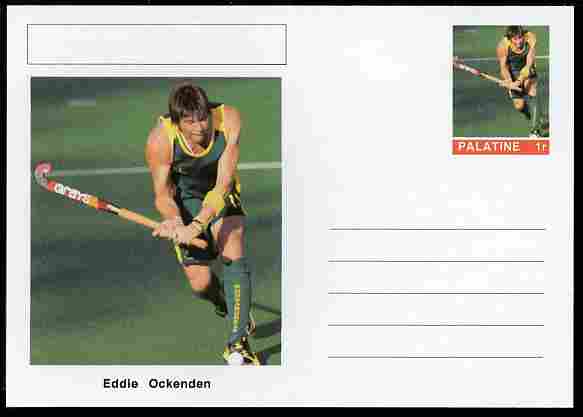 Palatine (Fantasy) Personalities - Eddie Ockenden (field hockey) postal stationery card unused and fine, stamps on , stamps on  stamps on personalities, stamps on  stamps on sport, stamps on  stamps on field hockey