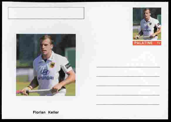 Palatine (Fantasy) Personalities - Florian Keller (field hockey) postal stationery card unused and fine, stamps on , stamps on  stamps on personalities, stamps on  stamps on sport, stamps on  stamps on field hockey