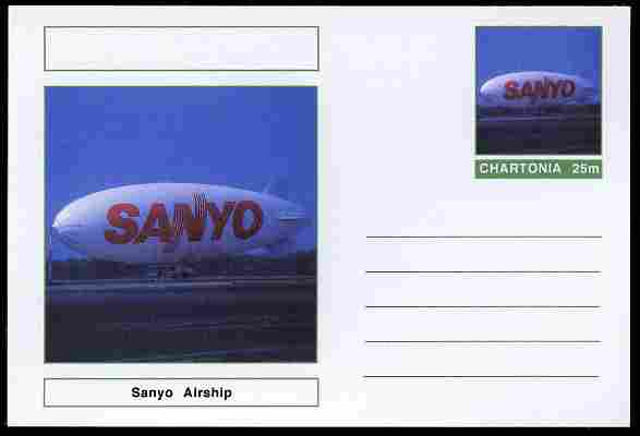 Chartonia (Fantasy) Airships & Balloons - Sanyo Airship postal stationery card unused and fine, stamps on transport, stamps on aviation, stamps on airships