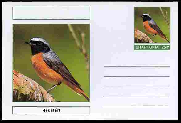 Chartonia (Fantasy) Birds - Redstart postal stationery card unused and fine, stamps on , stamps on  stamps on birds, stamps on  stamps on 