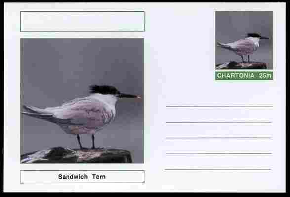 Chartonia (Fantasy) Birds - Sandwich Tern postal stationery card unused and fine, stamps on , stamps on  stamps on birds, stamps on  stamps on 