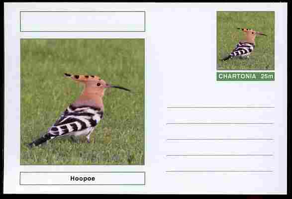 Chartonia (Fantasy) Birds - Hoopoe postal stationery card unused and fine, stamps on , stamps on  stamps on birds, stamps on  stamps on 