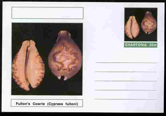 Chartonia (Fantasy) Shells - Fulton's Cowrie (Cypraea fultoni) postal stationery card unused and fine, stamps on , stamps on  stamps on marine life, stamps on  stamps on shells