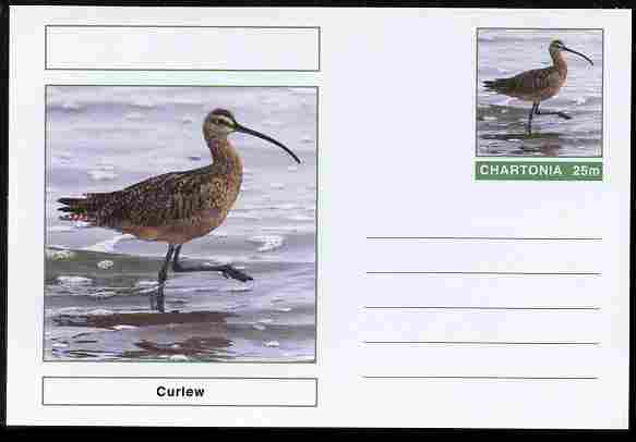 Chartonia (Fantasy) Birds - Curlew postal stationery card unused and fine, stamps on , stamps on  stamps on birds, stamps on  stamps on 