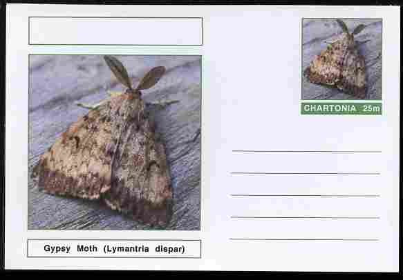 Chartonia (Fantasy) Moths - Gypsy Moth (Lymantria dispar) postal stationery card unused and fine, stamps on , stamps on  stamps on insects, stamps on  stamps on moths