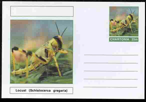 Chartonia (Fantasy) Insects - Locust (Schistocerca gregaria) postal stationery card unused and fine, stamps on insects, stamps on locust