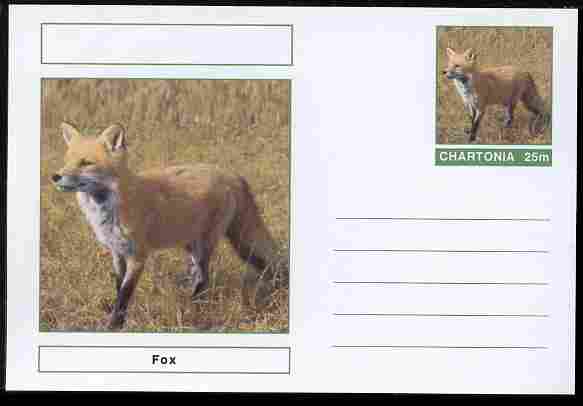 Chartonia (Fantasy) Animals - Fox postal stationery card unused and fine, stamps on , stamps on  stamps on animals, stamps on  stamps on foxes