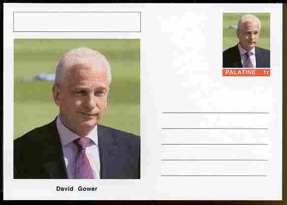 Palatine (Fantasy) Personalities - David Gower (cricket) postal stationery card unused and fine, stamps on personalities, stamps on sport, stamps on cricket