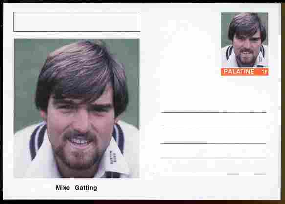 Palatine (Fantasy) Personalities - Mike Gatting (cricket) postal stationery card unused and fine, stamps on , stamps on  stamps on personalities, stamps on  stamps on sport, stamps on  stamps on cricket