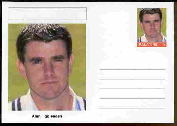 Palatine (Fantasy) Personalities - Alan Igglesden (cricket) postal stationery card unused and fine, stamps on personalities, stamps on sport, stamps on cricket