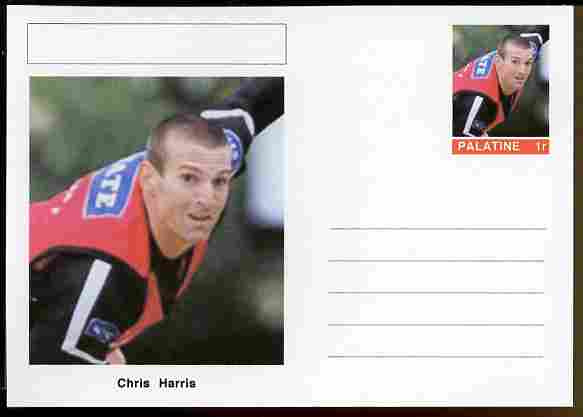 Palatine (Fantasy) Personalities - Chris Harris (cricket) postal stationery card unused and fine, stamps on personalities, stamps on sport, stamps on cricket