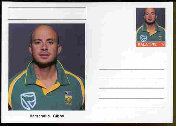 Palatine (Fantasy) Personalities - Herschelle Gibbs (cricket) postal stationery card unused and fine, stamps on personalities, stamps on sport, stamps on cricket