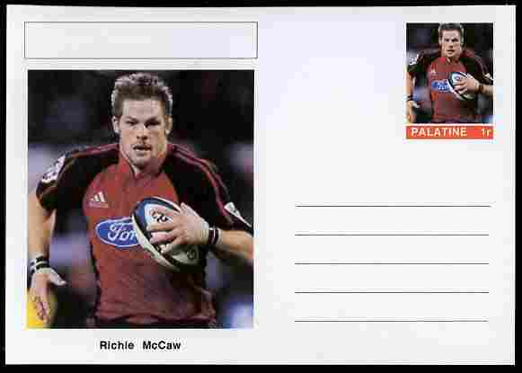 Palatine (Fantasy) Personalities - Richie McCaw (rugby) postal stationery card unused and fine, stamps on personalities, stamps on sport, stamps on rugby