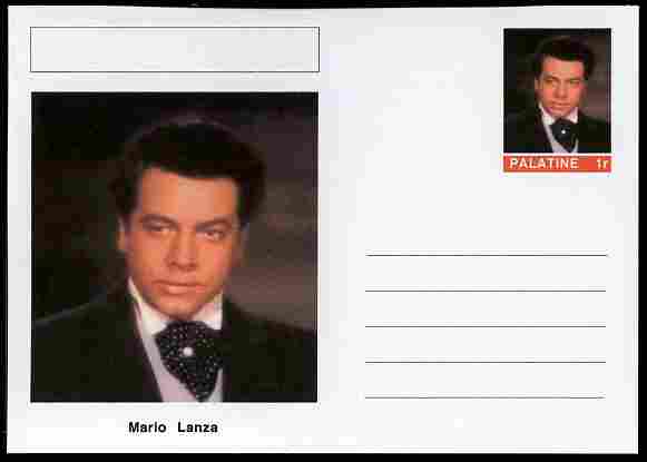 Palatine (Fantasy) Personalities - Mario Lanza (opera) postal stationery card unused and fine, stamps on , stamps on  stamps on personalities, stamps on  stamps on music, stamps on  stamps on opera, stamps on  stamps on 