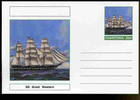 Chartonia (Fantasy) Ships - SS Great Western postal stationery card unused and fine, stamps on transport, stamps on ships, stamps on 