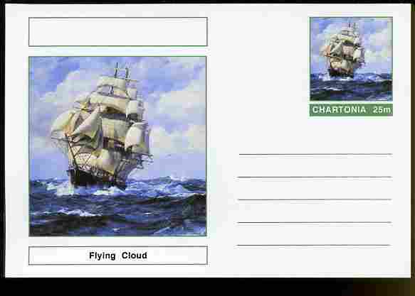 Chartonia (Fantasy) Ships - Flying Cloud postal stationery card unused and fine, stamps on transport, stamps on ships, stamps on 