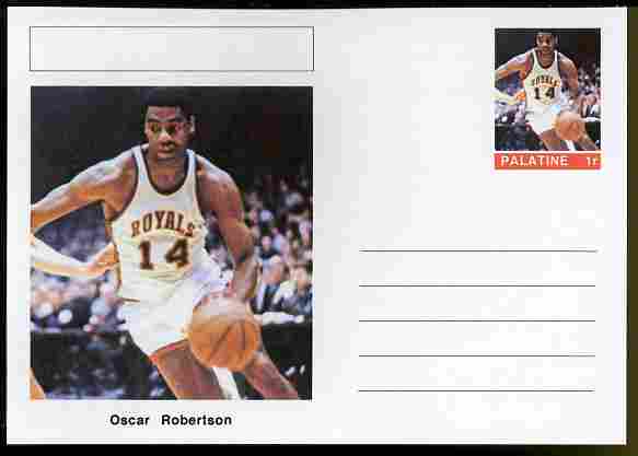 Palatine (Fantasy) Personalities - Oscar Robertson (basketball) postal stationery card unused and fine, stamps on , stamps on  stamps on personalities, stamps on  stamps on sport, stamps on  stamps on basketball