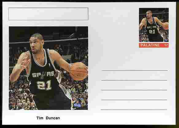 Palatine (Fantasy) Personalities - Tim Duncan (basketball) postal stationery card unused and fine, stamps on , stamps on  stamps on personalities, stamps on  stamps on sport, stamps on  stamps on basketball