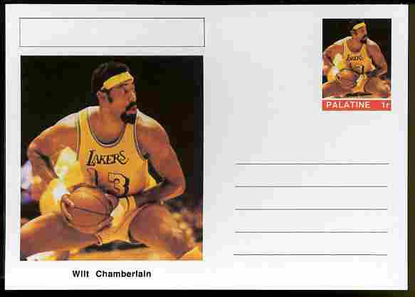 Palatine (Fantasy) Personalities - Wilt Chamberlain (basketball) postal stationery card unused and fine, stamps on , stamps on  stamps on personalities, stamps on  stamps on sport, stamps on  stamps on basketball