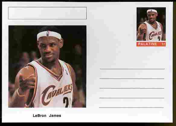 Palatine (Fantasy) Personalities - LeBron James (basketball) postal stationery card unused and fine, stamps on , stamps on  stamps on personalities, stamps on  stamps on sport, stamps on  stamps on basketball