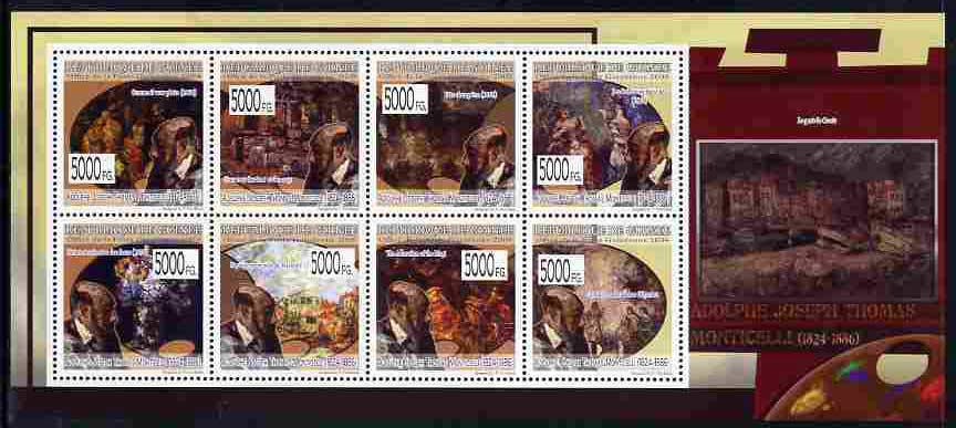 Guinea - Conakry 2009 Paintings by Adolphe Joseph Thomas Monticelli perf sheetlet containing 8 values unmounted mint, Michel 6927-34, stamps on arts, stamps on monticelli