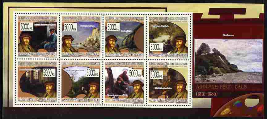 Guinea - Conakry 2009 Paintings by Adolphe-Felix Cals perf sheetlet containing 8 values unmounted mint, Michel 6935-42, stamps on arts, stamps on cals