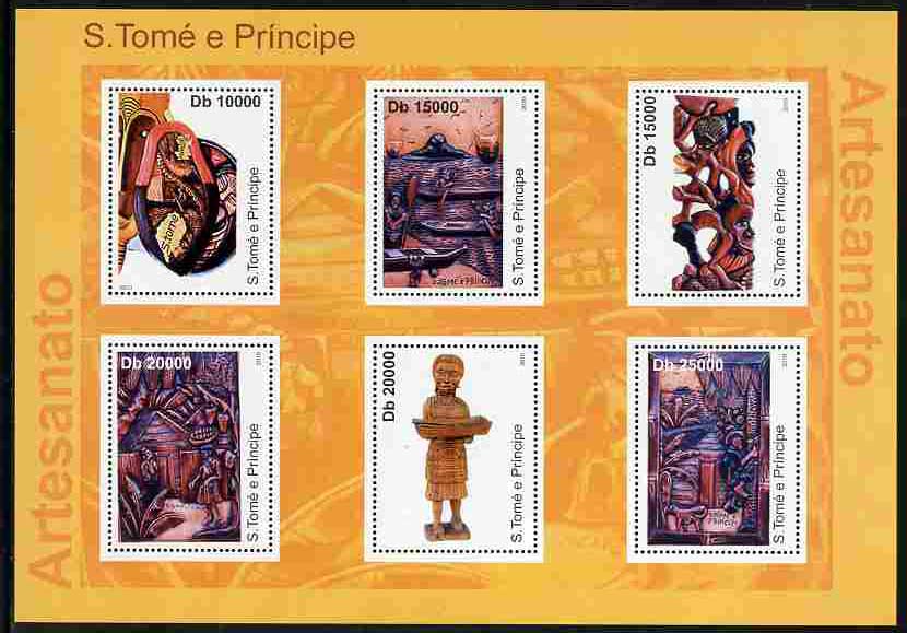 St Thomas & Prince Islands 2010 Handicrafts ofSt Thomas perf sheetlet containing 6 values unmounted mint , stamps on arts, stamps on crafts, stamps on 