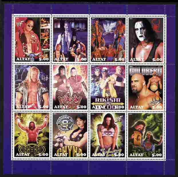 Altaj Republic 2001 Wrestling perf sheetlet containing 12 values unmounted mint, stamps on , stamps on  stamps on sport, stamps on  stamps on wrestling