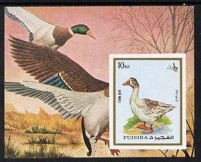 Fujeira 1972 Animals imperf m/sheet (Goose & Duck) unmounted mint Mi BL 131B , stamps on , stamps on  stamps on birds