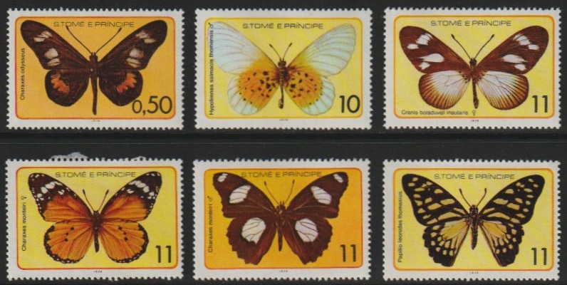 St Thomas & Prince Islands 1979 Butterflies set of 6 unmounted mint (Mi 561-66), stamps on , stamps on  stamps on butterflies