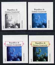 Equatorial Guinea 1977 Flowers EK3 (Arnica montana) set of 4 imperf progressive proofs on ungummed paper comprising 1, 2, 3 and all 4 colours (as Mi 1214) , stamps on , stamps on  stamps on flowers