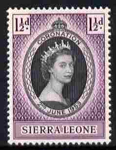 Sierra Leone 1953 Coronation 1.5d unmounted mint SG 209, stamps on , stamps on  stamps on coronation, stamps on  stamps on royalty