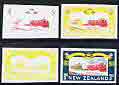 New Zealand 1963 Railway Centenary 3d set of 4 IMPERF progressive proofs (from a single proof sheet) unmounted mint, stamps on 