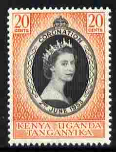 Kenya, Uganda & Tanganyika 1953 Coronation 20c unmounted mint SG 165, stamps on , stamps on  stamps on coronation, stamps on  stamps on royalty