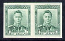 New Zealand 1938-44 KG6 1d green IMPERF horiz pair on wmk'd gummed paper from single proof sheet, rare thus, as SG606, stamps on , stamps on  kg6 , stamps on 