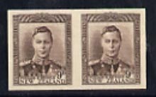 New Zealand 1947-52 KG6 9d purple-brown IMPERF horiz pair on thin card, rare thus, as SG685, stamps on , stamps on  kg6 , stamps on 