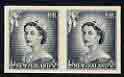 New Zealand 1953-59 QEII 1/2d slate-black IMPERF horiz pair on thin card, rare thus, as SG723 , stamps on 