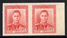 New Zealand 1938-44 KG6 1.5d scarlet IMPERF horiz pair on gummed wmk'd paper ex BW archives and extremely scarce thus, as SG608, stamps on , stamps on  stamps on , stamps on  stamps on  kg6 , stamps on  stamps on 