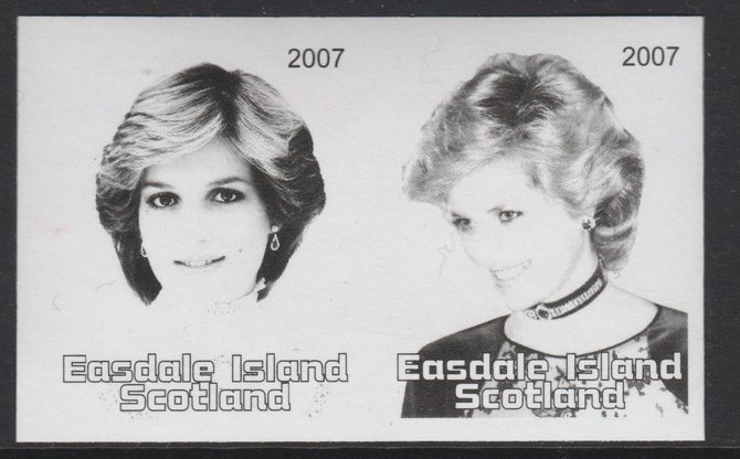 Easdale 2007 Princess Diana A31.50 #1 imperf se-tenant proof pair in black & grey only, unmounted mint, stamps on , stamps on  stamps on easdale 2007 princess diana \a31.50 #1 imperf se-tenant proof pair in black & grey only, stamps on  stamps on  unmounted mint