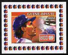 Guinea - Bissau 2007 Ayrton Senna #3 imperf individual deluxe sheet unmounted mint. Note this item is privately produced and is offered purely on its thematic appeal, stamps on , stamps on  stamps on personalities, stamps on  stamps on sport, stamps on  stamps on formula 1, stamps on  stamps on  f1 , stamps on  stamps on racing cars, stamps on  stamps on cars, stamps on  stamps on 