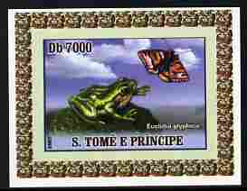 St Thomas & Prince Islands 2007 Animals & Butterflies #7 imperf individual deluxe sheet unmounted mint. Note this item is privately produced and is offered purely on its ..., stamps on butterflies, stamps on animals, stamps on frogs