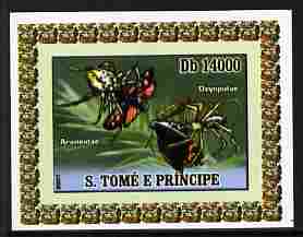 St Thomas & Prince Islands 2007 Animals & Butterflies #8 imperf individual deluxe sheet unmounted mint. Note this item is privately produced and is offered purely on its thematic appeal, stamps on , stamps on  stamps on butterflies, stamps on  stamps on animals, stamps on  stamps on spiders