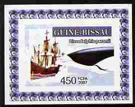 Guinea - Bissau 2007 Dolphins & Tall Ships #4 imperf individual deluxe sheet unmounted mint. Note this item is privately produced and is offered purely on its thematic appeal, stamps on , stamps on  stamps on ships, stamps on  stamps on dolphins.marine life